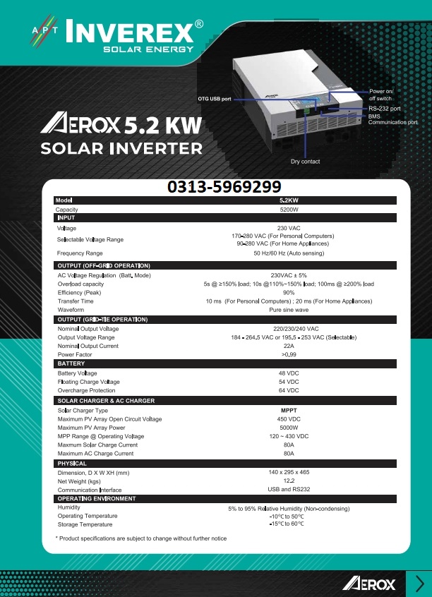 Inverex AEROX 5.2 KW Inverex Aerox iii 3.2 kw price specs 2019 Pakistan.jpg